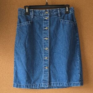 Eddie Bauer Blue Denim Pencil Skirt Size 12 Tall